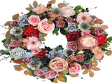 22 Inches Spring Summer Everyday Flower for Front Door, Artificial Roses Peony Wild Flowers V1258-DP02-C-2669