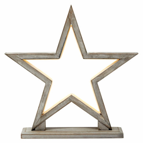 33cm Bamboo Star LED Table Lamp Light Modern Bedside - Antique Timber V563-75143