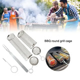 4 Pack 304 Stainless Steel Rotisserie Grill Baskets with Stand, Cylindrical Mesh Tubes for Outdoor V1189-LC-HW-00368