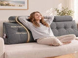 Artiss Headboard Pillow King Wedge Backrest Triangular with 2 Cushions Grey BED-HEAD-TRAR-K-GY
