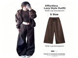 Chestnut Brown Drawstring Elastic Waist Casual Pants Women Size S, Relaxed Straight Leg, Comfort V1221-XM-LB5029-ZS141