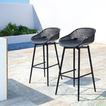 Gardeon 2x Outdoor Bar Stools Plastic Black ODF-BA-CHAIR-PP-2X