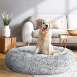 i.Pet Pet Bed Dog Cat 90cm Large Calming Soft Plush Light Charcoal PET-BED-D90-CO