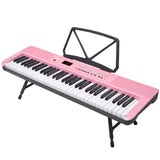 Karrera 61-Key Electronic Piano Keyboard with LED and Folding Stand in Pink CHJ-SD1 EKB-CHJ-SD1-PK