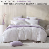 Platinum Collection Balmoral Lilac 100% Cotton Woven Check Stripes Quilt Cover Set Super King V442-LED-QUILTCS-BALMORAL-LILAC-SK