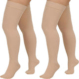 2 Pairs Compression Stockings for Women & Men, 20-30mmHg Thigh High Compression Socks, Closed Toe V1369-AZ3-W-10829