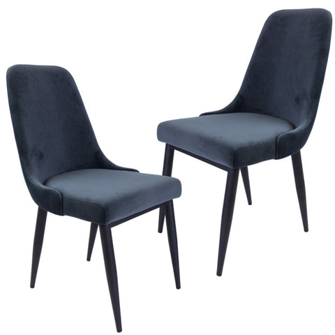 Eva Dining Chair Set of 2 Fabric Seat with Metal Frame - Charcoal V315-VOD-MIDC-01-2PC-KIT