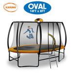 Kahuna Trampoline 8 ft x 14 ft Oval with Basketball Set - Orange TRA-FJP-OVL-814-BB