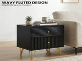 Sarantino Diego Bedside Table Night Stand with 2 Drawers - Black TBL-075-05-BK