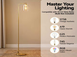 Artiss Floor Lamp Modern Industrial Standing Light with Clear Glass Shade, GoldMetal Tall Lamp for FL-SF-JF5470-GD
