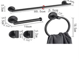 5PCS Matt Black Stainless Steel Bathroom Organizer Set - Wall-Mounted Rotatable Towel Bar, Toilet V888-ELOSUNG49816