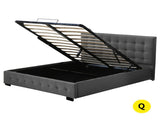 Levede Fabric Bed Frame Queen Tufted Dark Grey BF1008-Q-DG