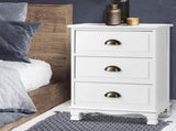 Artiss Bedside Table 3 Drawers Vintage - THYME White ST-CAB-B-3D-WH