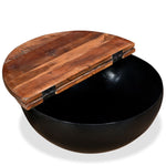 Coffee Table Set 2 Pieces Solid Reclaimed Wood Black Bowl Shape 43_245257