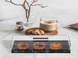 Rectangular Acrylic Cake Stand with Dome Cover and Marble Base Clear Dessert Display V1369-AZ3-W-16806