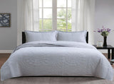 100% Cotton Lightly Quilted Coverlet Set Unity Silver Queen V442-STT-COVERLET-UNITY-SILVER-QS