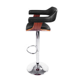 Artiss Bar Stools Gas Lift Leather w/Armrest Black BA-TW-8006A-BK