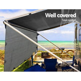 Caravan Privacy Screen Roll Out Awning 3.7X1.95M End Wall Side Sun Shade Grey AWN-CV-B-SS-37