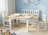 Keezi 2 in 1 Kids Table and Chair Set, Activity Table with Storage Bench and 2 Chairs for Reading, KTC-G-BC-NT