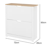 Levede Narrow Shoe Cabinet Organiser Storage Rack Flip-up Drawer 12 Pairs White EA0287-WH-AU