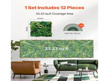 Artificial Grass Wall Panels, 12 PCS 20 x 20 inch, 3D Combination Greenery Boxwood Panel for Indoor V952-PJSRZZWQ12PC0AI8JV0