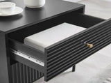 Lisa Wavy Fluted Bedside Table in Black V369-601075-BLACK