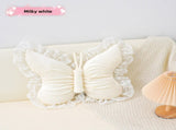 White Elegant Butterfly Lace Throw Pillow 60x45cm Soft Decorative Cushion for Sofa Bedroom Office V888-ELOSUNG43224