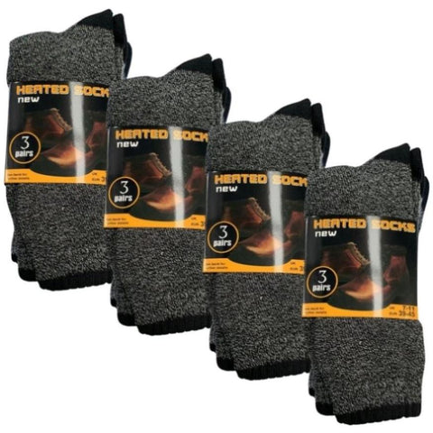 12 Pairs Mens THERMAL HEATED SOCKS Warm Winter Comfort Mens Work Size UK 7-11 V563-8590020100092-4PK_12PAIRS