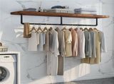 Industrial Iron Pipe Clothes Rail Vintage Wall Shelf V178-66745