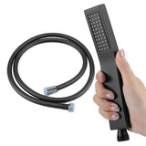 Matte Black Brass Square Handheld Shower Head Bathroom Sprayer Handshower with Hose V1294-YM0727-JY15299