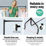 Artiss Clothes Rack Airer Coat Stand 6FT Rail Wheels DIY-CR-605-BK