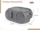 Gray Collapsible Laundry Basket with Lid, 23.6" x 14.6" x 14.6", Large Capacity Hamper, Zippered V1192-AZ-W-18225