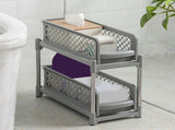 2 Tier Under Sink Organizer Pull Out Cabin Shelf Sliding Storage Bask for Bathroom Kitchen Pantry V1370-AZ4-09456