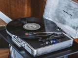 Crosley Cruiser Bluetooth Portable Turntable - Silver Bundled Crosley Record Storage Crate V398-CR8005FSC-SI4