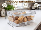 Large Bread Box with Sealed Lid With Time Recording Function Inner Draining Board Layout for Kitchen V1369-AZ3-W-12592