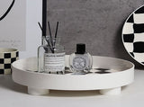 Round Storage Organizer Tray Checkerboard Design Plate Container Tray for Fruit Perfume Jewelry V1294-YM0512-3118220287011