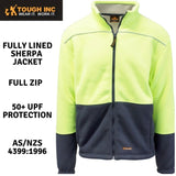 HI VIS Polar Fleece Sherpa Jacket Full Zip Thick Lined Winter Safety Jumper - Yellow - XXL V563-CJ35-YLW-XXL