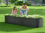 Metal Raised Garden Bed, 2.4 x 0.6 x 0.6 m Oval Outdoor Galvanized Planter Garden Box, Open Bottom V952-JSYHZZCTYXSH1MOSL002V0