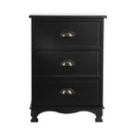 Artiss Bedside Table 3 Drawers Vintage - THYME Black ST-CAB-B-3D-BK