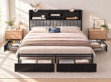 Artiss Queen Bed Frame with Storage, 4 Drawers and Charging Station BFRAME-M-AXIS-Q-BK-AB