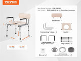 Commode Chair, Bedside Commode with Padded Seat, Drop-Down Arms, 7-Level Adjustable Height, 5.8L V952-WLKBS350BGRZ6CIGBV0