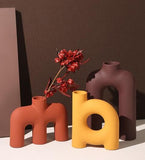 Tubular Letter Vase Set Modern Ceramic Decor for Living Room, Dining Table & TV Stand V1107-CS-ZMGXHP
