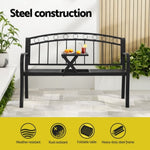 Gardeon Outdoor Garden Bench Seat Loveseat Steel Foldable Table Patio Furniture Black GB-STEEL-TABLE-C-BK