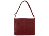 Milleni Ladies Nappa Leather Zip Closure Cross Body Bag Travel - Red V563-NL2439-RED