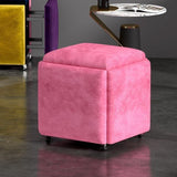 Stool, 5 in 1 Nesting Ottoman Stool with Swivel Casters Stackable Cube Square Sofa Vanity Movable V1107-CS-QFLCCE20