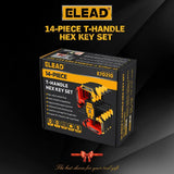 14Pcs T-handle Allen Wrench Set Metric & SAE Portable Hex Key Long Arm Allen Key V465-70209