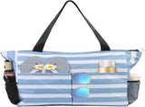 Beach Tote Bag With Zipper, Large Capacity Polyester Tote With 8 Compartments, Foldable Carry Bag V1237-ZY-807-221