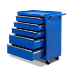 Giantz 5 Drawer Tool Box Cabinet Chest Trolley Box Garage Storage Toolbox Blue TB-5DR-ROLL-BLUE