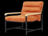 Levede Metal Framed Lounge Chair Velvet in Orange CH1149-BR_NZ