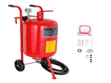 10Gal/40L Sandblaster Equipped w/Nozzle Shut-Off Valve Pressure Gauge Ceramic Nozzle Rubber Wheels V952-40LPSJ00000000001V0